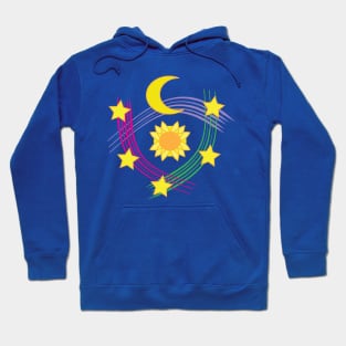 Celestial Design, moon, stars, sun Hoodie